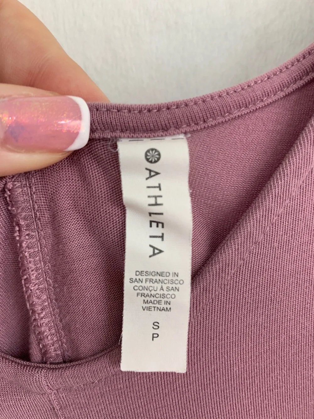 Athleta Nightime Bliss Sleep V Neck Romper in Mauve Sz S